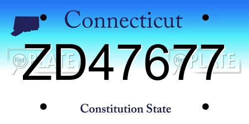 ZD47677 Connecticut License Plate