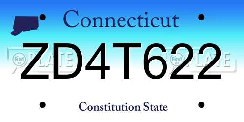 ZD4T622 Connecticut License Plate