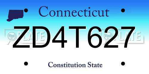 ZD4T627 Connecticut License Plate