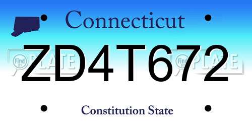 ZD4T672 Connecticut License Plate