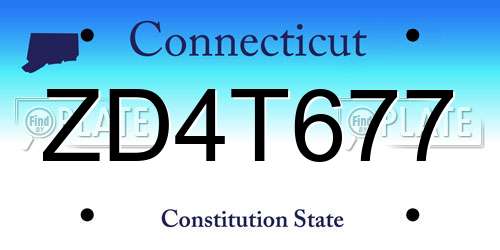 ZD4T677 Connecticut License Plate