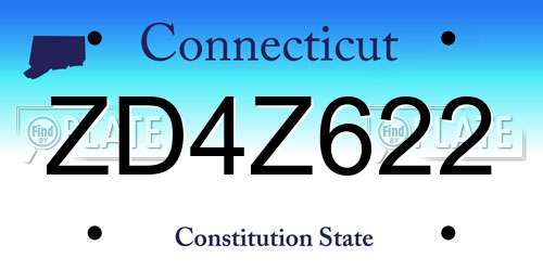 ZD4Z622 Connecticut License Plate