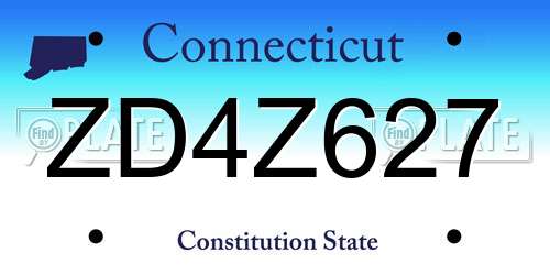ZD4Z627 Connecticut License Plate