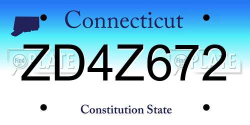ZD4Z672 Connecticut License Plate