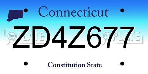 ZD4Z677 Connecticut License Plate