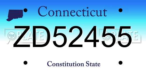 ZD52455 Connecticut License Plate