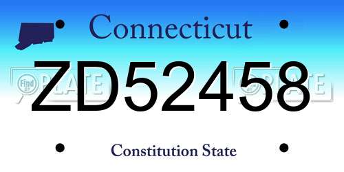 ZD52458 Connecticut License Plate