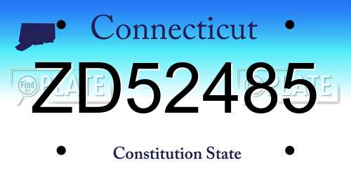 ZD52485 Connecticut License Plate