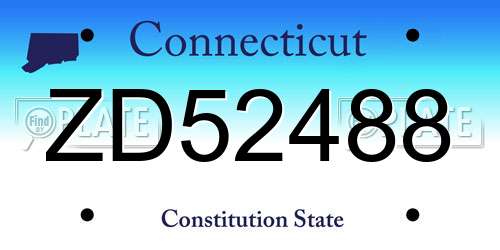 ZD52488 Connecticut License Plate