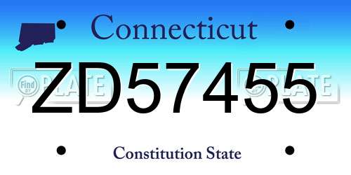 ZD57455 Connecticut License Plate