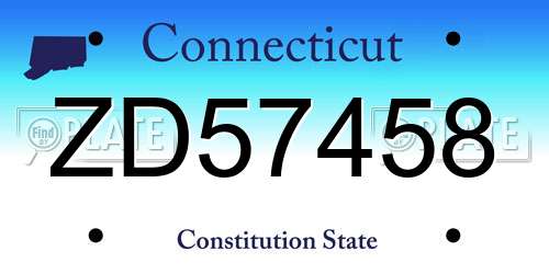 ZD57458 Connecticut License Plate