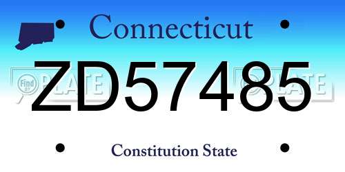 ZD57485 Connecticut License Plate
