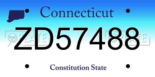 ZD57488 Connecticut License Plate