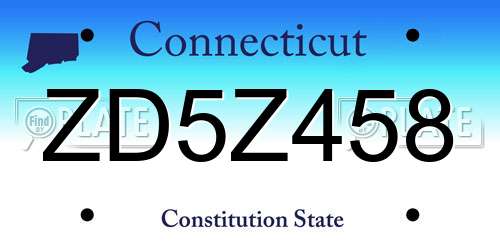 ZD5Z458 Connecticut License Plate