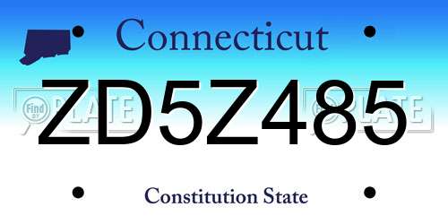 ZD5Z485 Connecticut License Plate