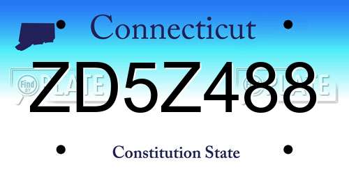 ZD5Z488 Connecticut License Plate