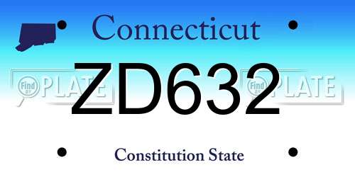 ZD632 Connecticut License Plate