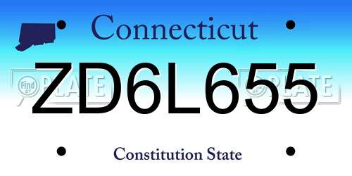 ZD6L655 Connecticut License Plate