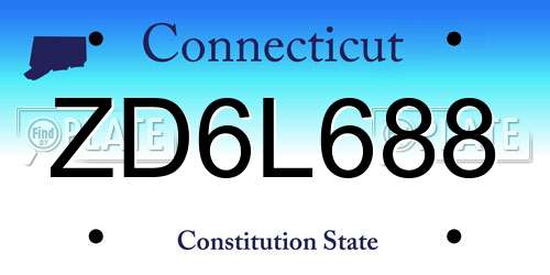 ZD6L688 Connecticut License Plate