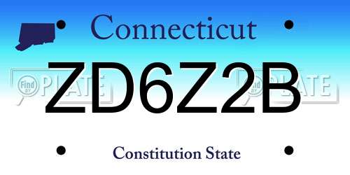 ZD6Z2B Connecticut License Plate