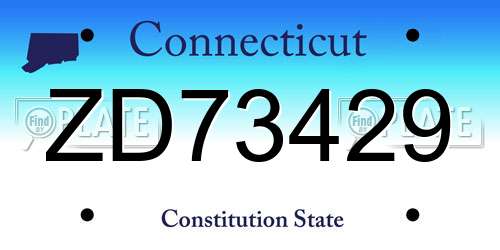 ZD73429 Connecticut License Plate
