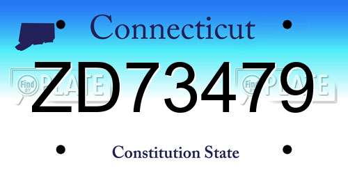 ZD73479 Connecticut License Plate