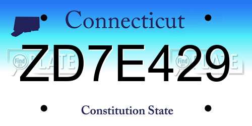 ZD7E429 Connecticut License Plate