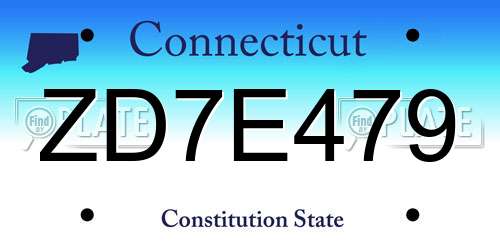 ZD7E479 Connecticut License Plate