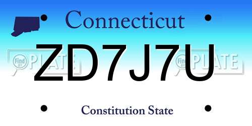ZD7J7U Connecticut License Plate