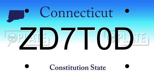 ZD7T0D Connecticut License Plate