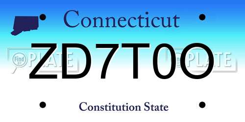 ZD7T0O Connecticut License Plate