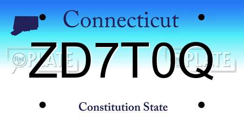 ZD7T0Q Connecticut License Plate