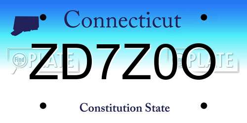 ZD7Z0O Connecticut License Plate