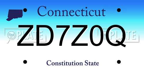 ZD7Z0Q Connecticut License Plate