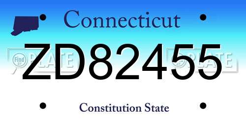 ZD82455 Connecticut License Plate