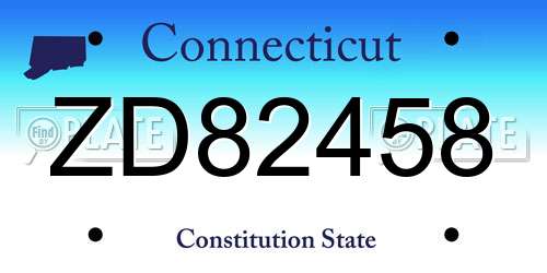 ZD82458 Connecticut License Plate