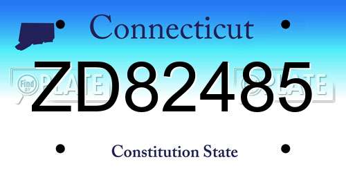 ZD82485 Connecticut License Plate