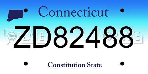 ZD82488 Connecticut License Plate