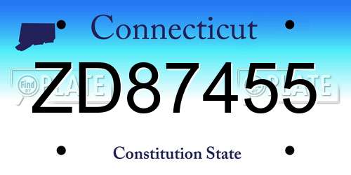 ZD87455 Connecticut License Plate