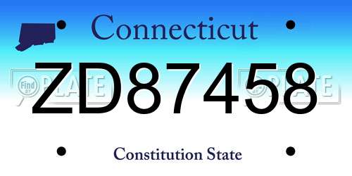 ZD87458 Connecticut License Plate