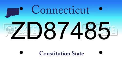 ZD87485 Connecticut License Plate