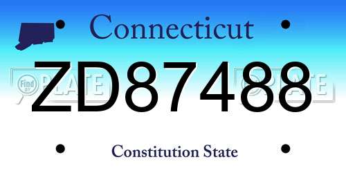 ZD87488 Connecticut License Plate