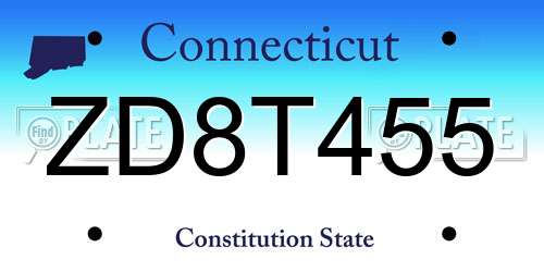 ZD8T455 Connecticut License Plate