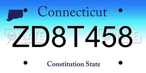 ZD8T458 Connecticut License Plate