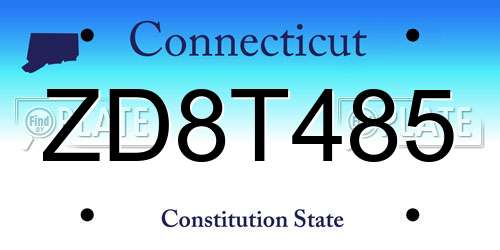 ZD8T485 Connecticut License Plate