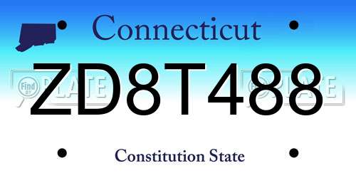 ZD8T488 Connecticut License Plate