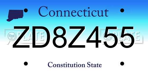 ZD8Z455 Connecticut License Plate