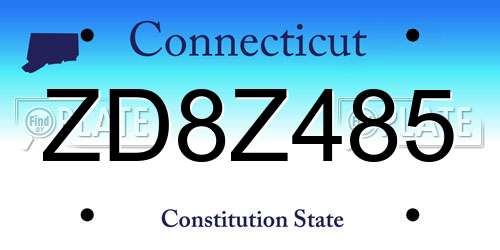 ZD8Z485 Connecticut License Plate