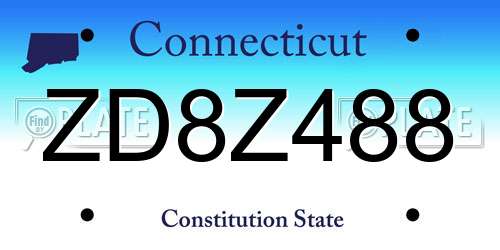 ZD8Z488 Connecticut License Plate