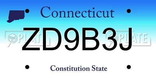 ZD9B3J Connecticut License Plate